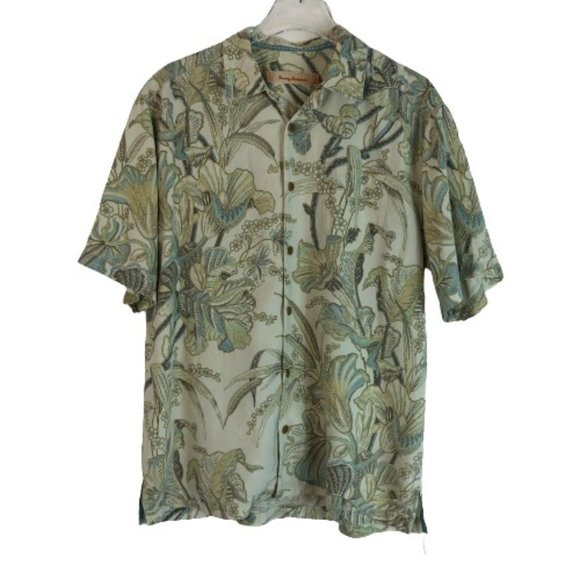 Tommy Bahama Other - Tommy Bahama Mens Silk Shirt Tan Blue M Medium